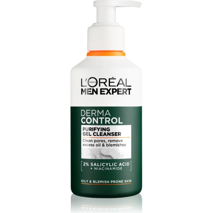 L’Oréal Paris Men Expert Derma Control Reinigungsgel mit Niacinamid, 260 ml, erfrischende Gesichtsreinigung für Männer