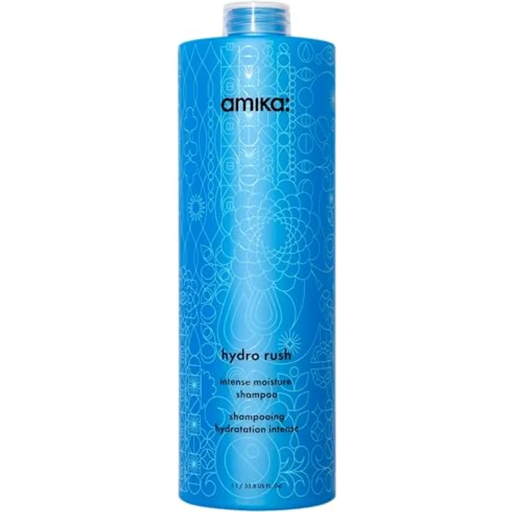 Amika Hydro Rush Intense Moisture Shampoo 1000ml | Feuchtigkeitsshampoo mit Hyaluronsäure für trockenes & strukturiertes Haar | 3x mehr Feuchtigkeit | Vegan & sulfatfrei – Bild 1