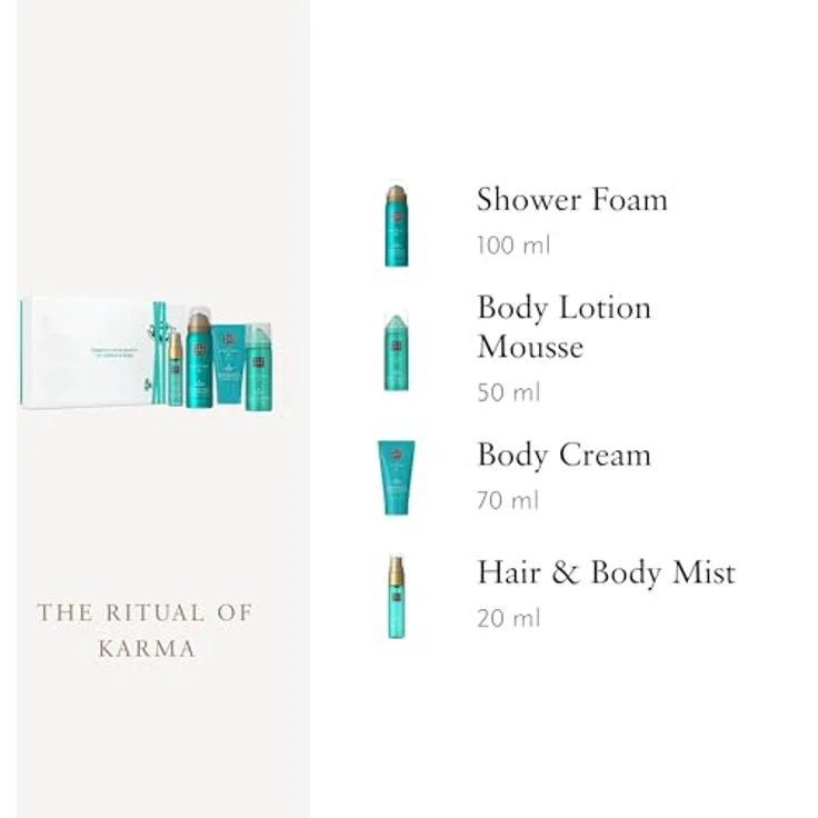 RITUALS The Ritual Of Karma Geschenkset für Damen, Duschschaum 200 ml, Körperspray 50 ml, Körpercreme 70 ml, feuchtigkeitsspendend und regenerierend – Bild 4