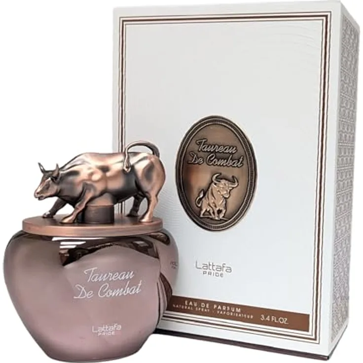 Lattafa Taureau de Combat Eau de Parfum, Bronze Metallic, Luxuriöse Herrenduft mit Stier-Skulptur, 100 ml