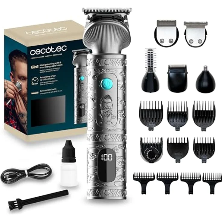 Cecotec PrecisionCare Samurai, Haarschneider 6 in 1 mit Edelstahl-Klingen, 170 Min Akkulaufzeit, 6500 U/min, kabellos und kabelgebunden – Bild 1
