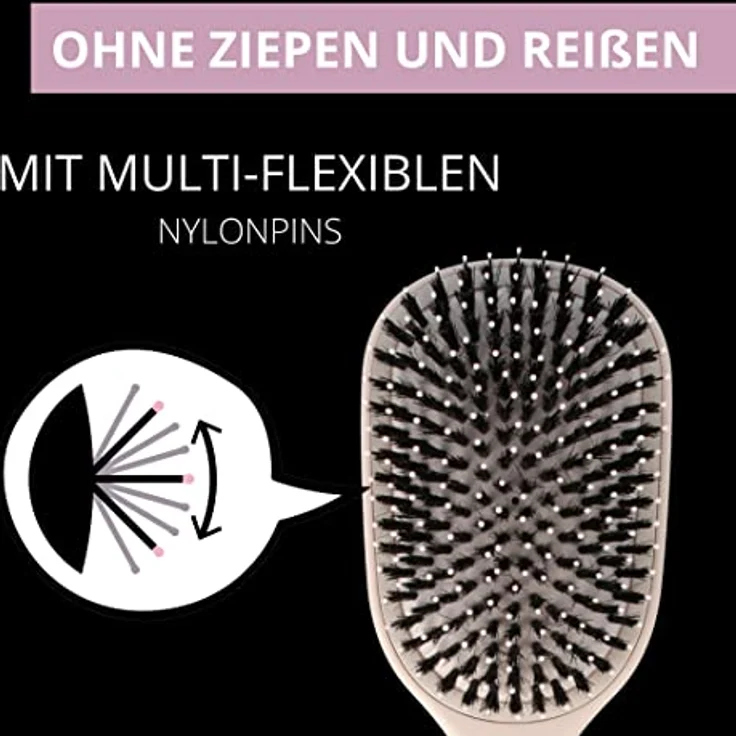 PARSA Beauty LOV.U Entwirrbürste Wet & Dry (Rosa) – Haarbürste mit Multi-Flexible-Nylonpins und Wildschweinborsten – Haar Bürste – Haarbuerste – Hair brush women – Bild 3