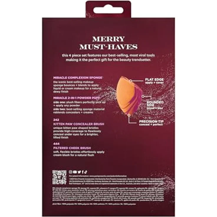 Real Techniques Marry Must-Haves Pinselset, 4-teiliges Make-up-Pinselset mit Miracle Complexion Schwamm und Rouge-Pinsel – Bild 2