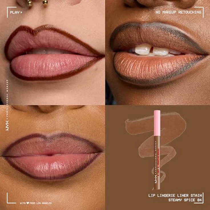 NYX Professional Makeup Lip Lingerie Lipliner Stain, wasserfester & wischfester Präzisions-Lipliner für langanhaltenden Nude-Stain, Farbe: Steamy Spice – Bild 3