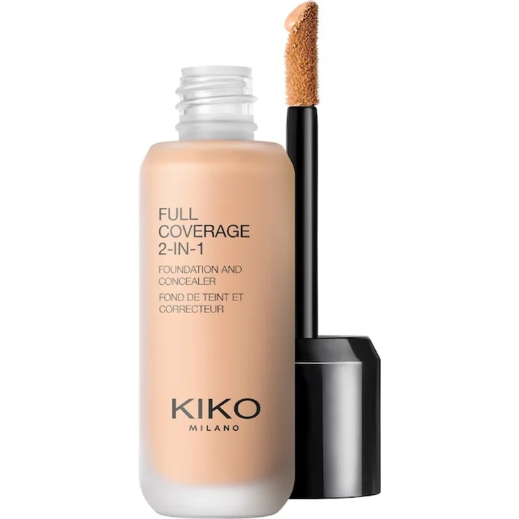 KIKO Milano Full Coverage 2-In-1 Foundation 25 ml, matt-satinierter Finish, Concealer-Funktion, Farbe CR20 - COOL ROSE