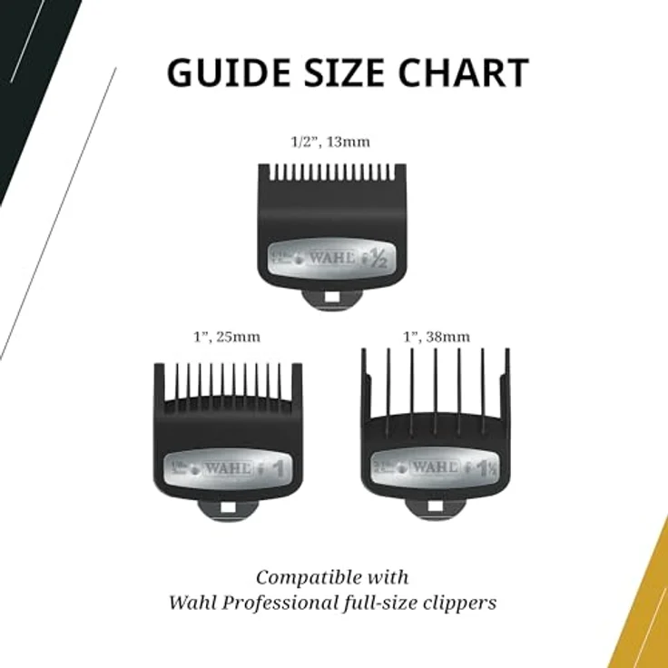 Wahl Premium Cutting Guides 03354-5001, 3 Premium-Aufsteckkämme mit Schnittlängen 1,5/3/4,5 mm, glas- und mineralgefüllter Kunststoff, sichere Metallbefestigung – Bild 5