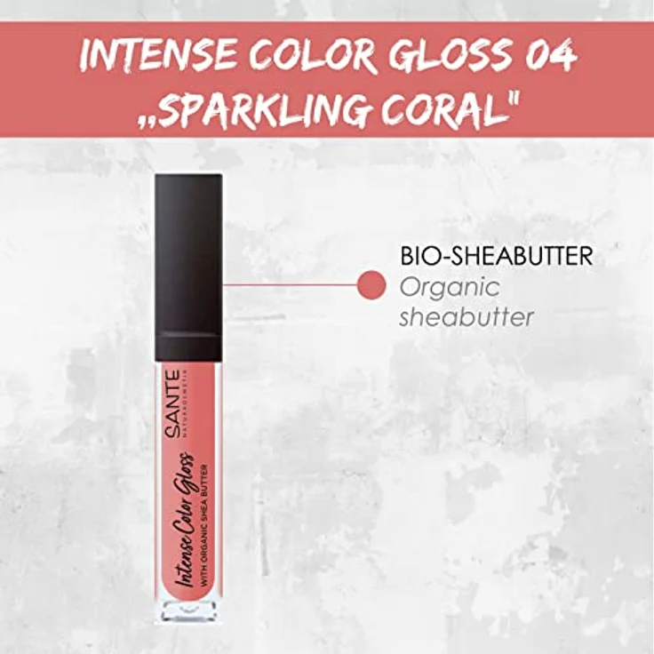 Sante Naturkosmetik Natürlicher Lipgloss mit glänzendem Finish, Mit Sheabutter für gepflegte Lippen, Intense Color Gloss, Nr. 04 Sparkling Coral, 1 x 5,3 ml – Bild 4