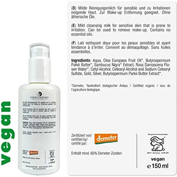 Martina gebhardt Naturkosmetik Sheabutter Cleanser 150 ml, für Damen und Herren  – Bild 3
