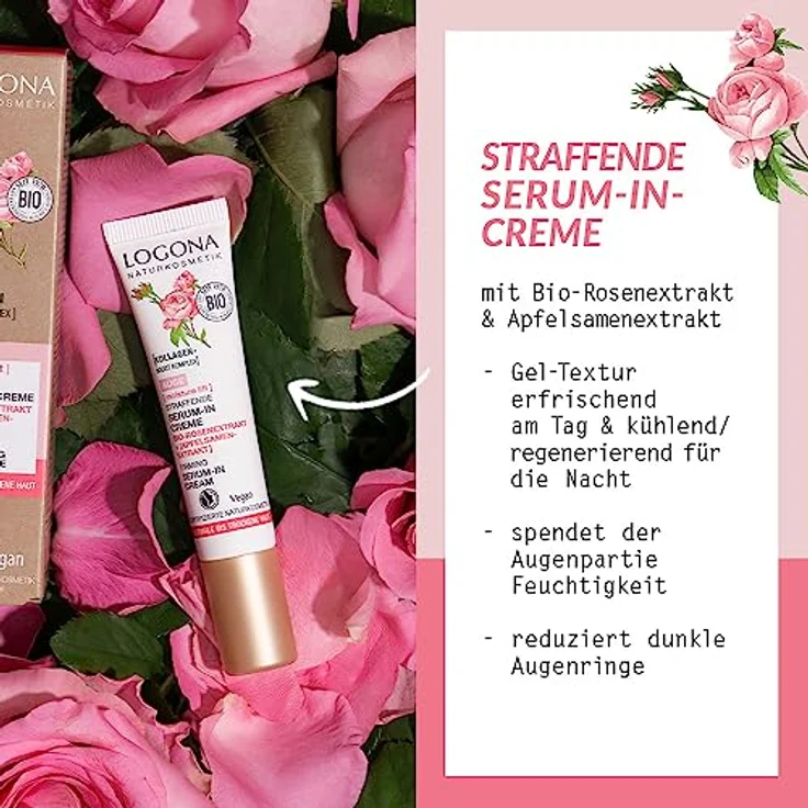 LOGONA [moisture lift] Straffende Serum-In Augencreme, reduzierte Linien & Falten, 15 ml für normale & trockene Haut – Bild 3