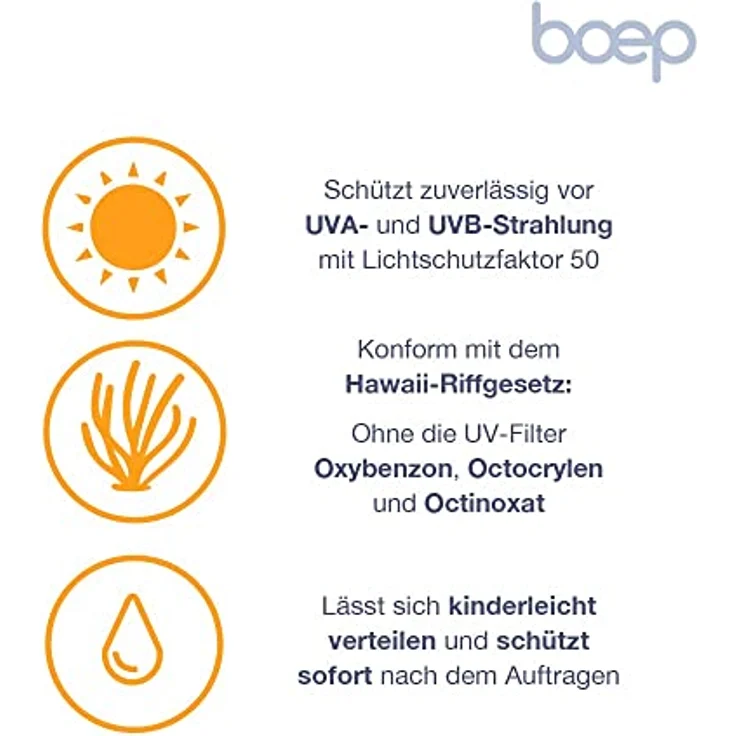 boep Sonnencreme Sensitiv LSF 50 | Für Gesicht & Körper | Hoher Sonnenschutz für Babys, Kinder & Erwachsene | Baby Sonnencreme Mineralisch | Vegane Naturkosmetik (50ml) – Bild 4