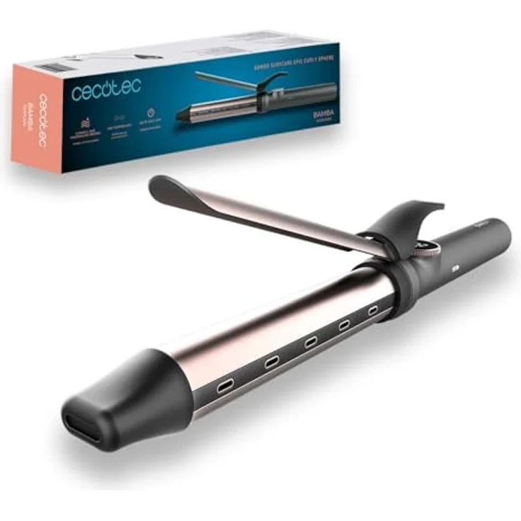 Cecotec Bamba SurfCare Epic Curly Sphere, 32 mm Lockenwickler aus Keramik und Turmalin, Temperatureinstellung 120 °C-210 °C, Ionen-Technologie, LED-Anzeige, drehbares Kabel – Bild 1
