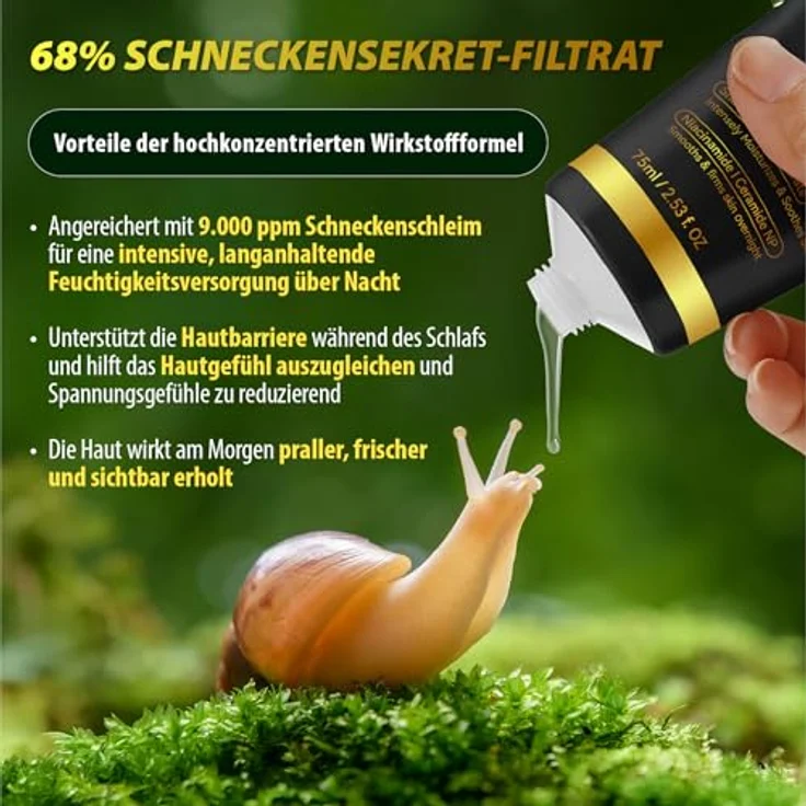 P-Beauty Gesichtsmaske Nachtmaske mit Snail Mucin & Kollagen, Feuchtigkeits- und Regenerationspflege über Nacht, 75 ml – Bild 3
