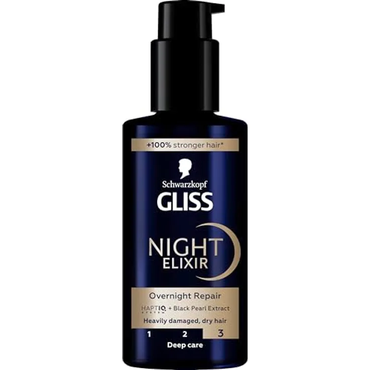 Gliss Kur Night Elixir Ultimate Repair Haarmaske, 100 ml, tiefgehende Rekonstruktion, 92 % natürliche Inhaltsstoffe, PETA-zugelassen
