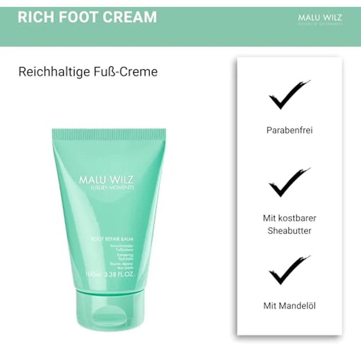 Malu Wilz Foot Repair Balm 100ml I Fußbalsam mit Sheabutter, Matcha-Tee-Extrakt & Lemongras-Öl – Bild 3