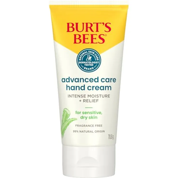 Burt's Bees Advanced Care Hand Cream, Handcreme mit Aloe Vera und Sheabutter für empfindliche Haut, 71 g, duftfrei