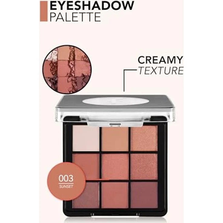 flormar Eyeshadow Palette Lidschattenpalette Farbton 003 Sunset, 9 g, intensiv pigmentierte Farben, schimmernd-matte Effekte, leicht verwischbar – Bild 2