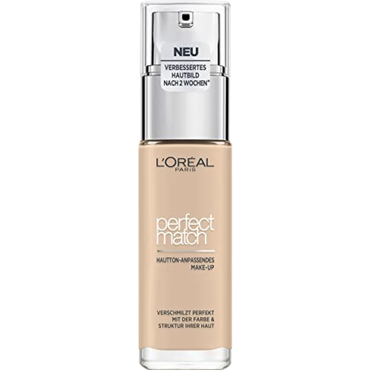 L'Oréal Paris Make up, Flüssige Foundation mit Hyaluron und Aloe Vera, Perfect Match Make-Up, Nr. 1.N Ivoire/Ivory, 30 ml – Bild 1