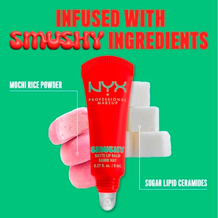 NYX Professional Makeup Smushy Matte Lip Balm Lippenbalsam, mattierende Pflege in Soft Sorbet, 8 ml – Bild 7