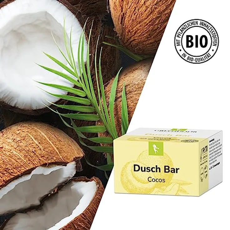 GREENDOOR Dusch Bar Cocos 75g, festes ergiebiges Duschgel, Natur Solid Bar mit Bio Cocosextrakt, Haut-mild, natürlich ohne Palmöl Sulfate Plastik Tierversuche, Kokos Naturkosmetik – Bild 3