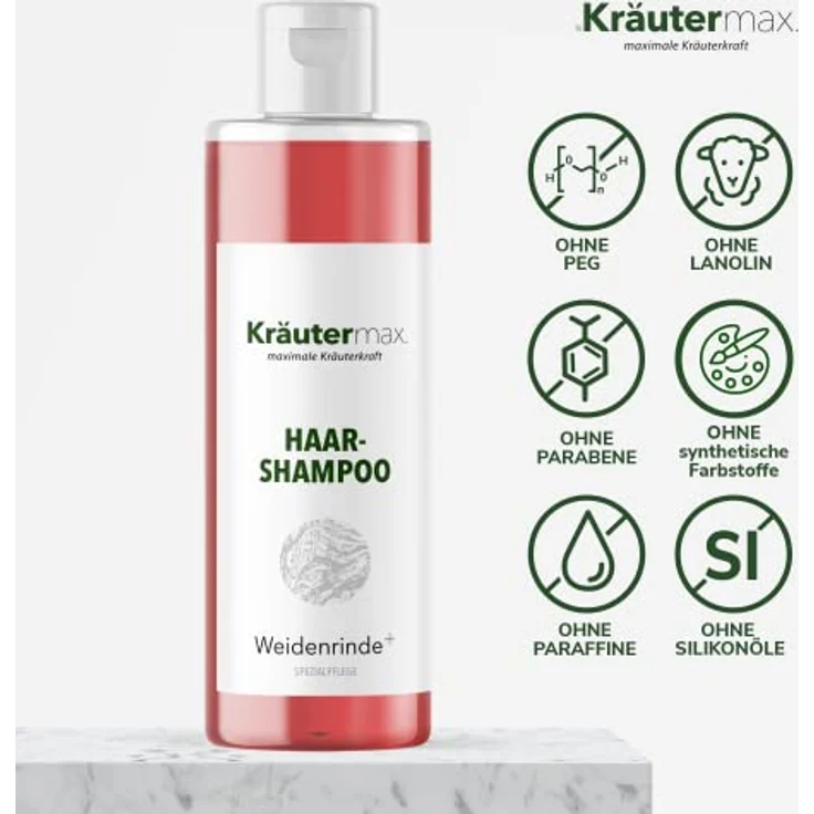 Kräutermax. Weidenrinden Shampoo Läuse mit Weidenrinde Extrakt, 250 ml, natürliche Haarpflege & Reinigung – Bild 2