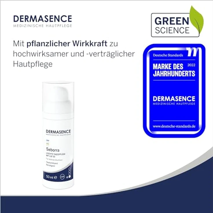 DERMASENCE Seborra Leichte Tagespflege mit LSF 30, 50 ml - Feuchtigkeitsspendende Hautpflege für fettige oder Mischhaut - Männerpflege mit UV-Schutz und Bisabolol, parfümfrei – Bild 2