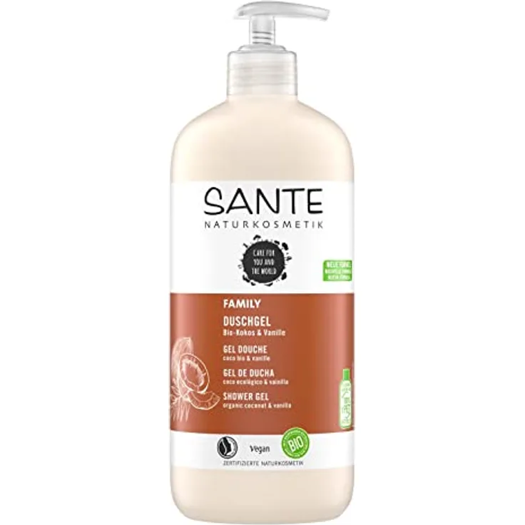 SANTE Naturkosmetik Pflegendes Duschgel mit exotischem Duft, Duschpflege für geschmeidige Haut in Familiengröße, Mit Bio-Kokosnuss und Bio-Aloe Vera, Family Duschgel , 1 x 950 ml