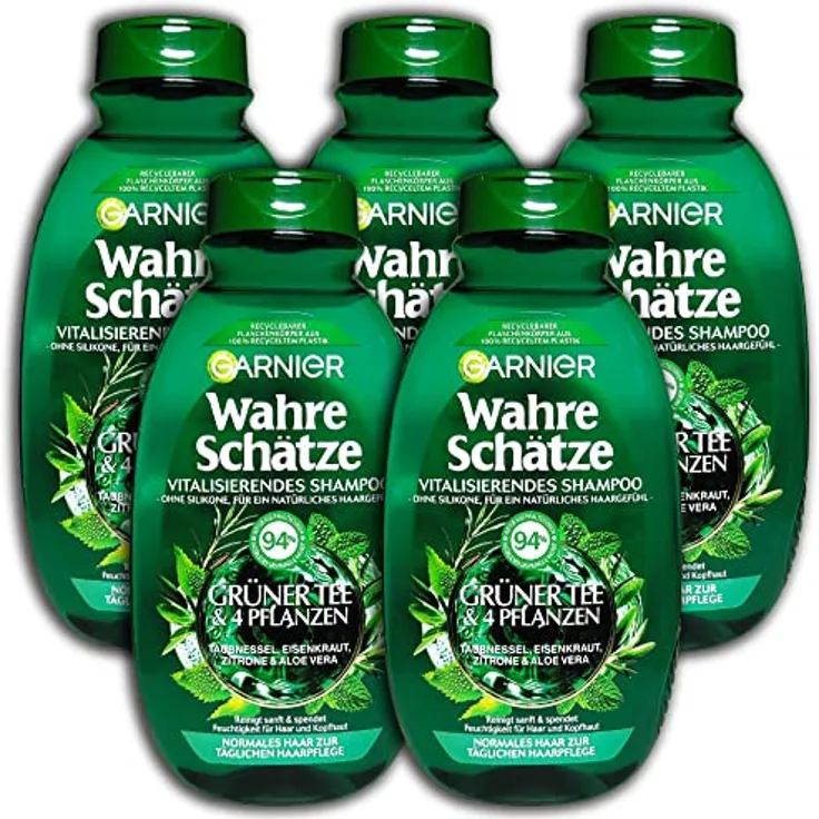 5 x er Pack Wahre Schätze vitalisierendes Shampoo Grüner Tee 5 x 250ml