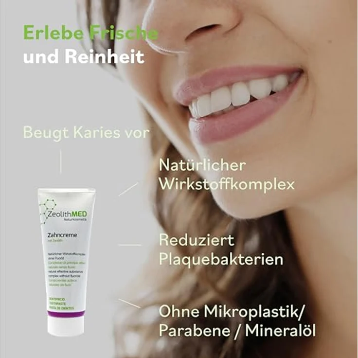 Zeolith MED Zahncreme 75 ml, Premium Xylit Zahnpasta ohne Fluorid, natürlicher Wirkstoffkomplex – Bild 4