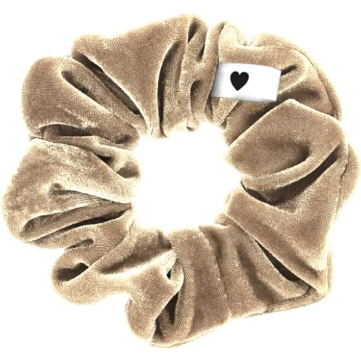 Bellody® Scrunchies Samt – Samtig weich, starker Halt, Velvet Look, exklusive Farben (1 Stück - Champagne Beige) - Haargummi Scrunchie in Beige – Bild 2