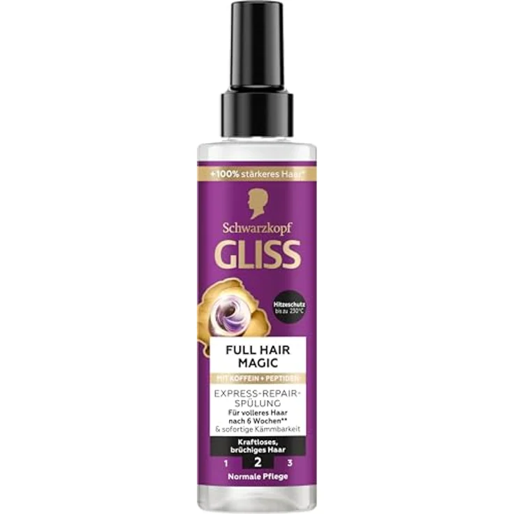Gliss Kur Express-Repair-Spülung Full Hair Magic, 200 ml, für sofortige Kämmbarkeit, Fülle und Hitzeschutz bis 230 °C – Bild 2
