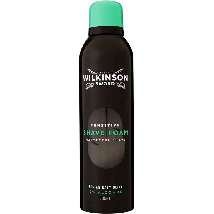 Wilkinson Sword Shave Foam Rasierschaum, 200 ml für empfindliche Haut, alkohol- und parabene-frei