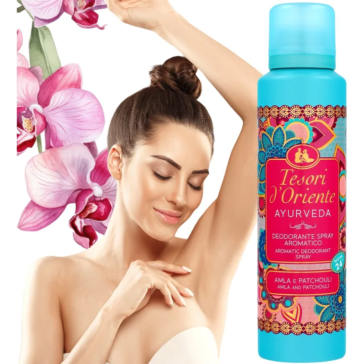 Tesori d'Oriente Ayurveda Deodorant Spray, 6 x 150 ml, orientalischer Duft mit langanhaltender Frische