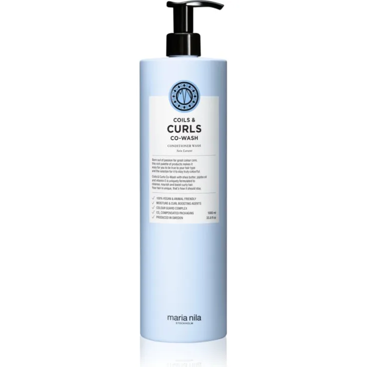 Maria Nila Coils & Curls Co-Wash, 2-in-1 Shampoo und Conditioner für welliges und lockiges Haar, 1000 ml