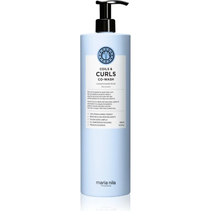 Maria Nila Coils & Curls Co-Wash, 2-in-1 Shampoo und Conditioner für welliges und lockiges Haar, 1000 ml