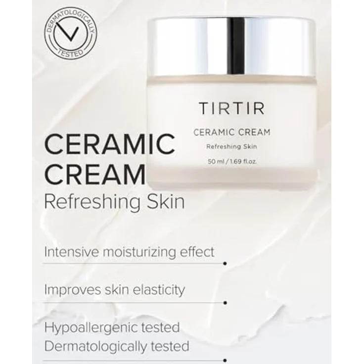 TIRTIR Ceramic Cream, erfrischende feuchtigkeitsspendende Gesichtscreme für trockene Haut, 50 ml, sorgt für intensive Feuchtigkeit und stärkt die Hautbarriere – Bild 3
