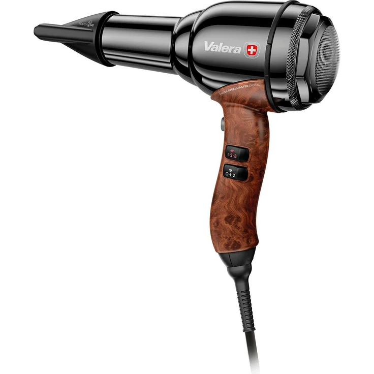 Valera Swiss Metal Master Digital, Haartrockner mit hochwertigem Metallgehäuse, Schwarz Chrom