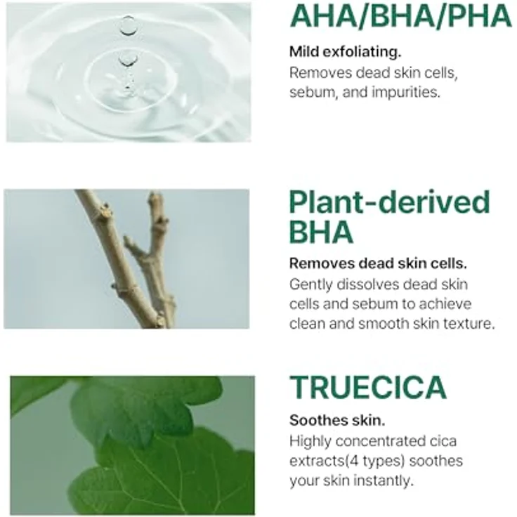 SOME BY MI AHA BHA PHA 30 Days Miracle Truecica Clear Pad – 70 Pads, 4,22 Unzen, 125 ml – Mildes Peeling-Toner-Pad mit niedrigem pH-Wert für empfindliche Haut – Akne-Pflege - Teebaum & Centella Asiatica Bark Extrakte – Bild 3