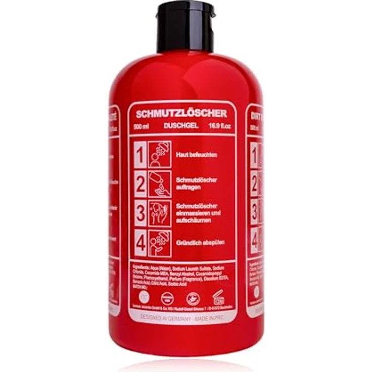 accentra Duschgel SCHMUTZLÖSCHER im Feuerlöscher-Design, 500 ml, Moschus Duft, originelles Geschenk für Männer und Feuerwehrfans – Bild 2