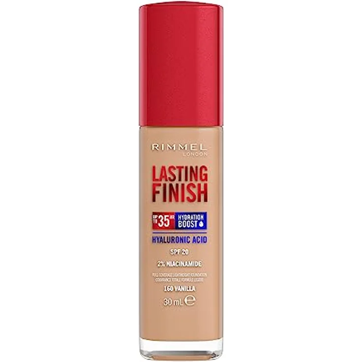 Rimmel London Lasting Finish 35 Hour, 160 Vanilla, langanhaltend, feuchtigkeitsspendend, vegane Formel, volle Deckkraft, 30 ml – Bild 1