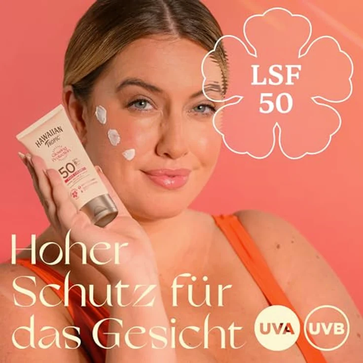 Hawaiian Tropic Glowing Protection Gesichts-Sonnenlotion, wasserfest, LSF 50, UVA- + UVB-Schutz, 50ml, tropischer Duft, mit Sheabutter – Bild 5