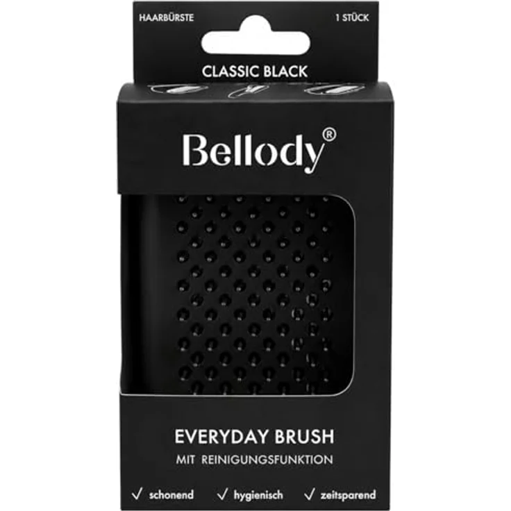 Bellody Everyday Brush, Haarbürste mit Selbstreinigungsfunktion und ergonomischem Griff, mattschwarz – Bild 6