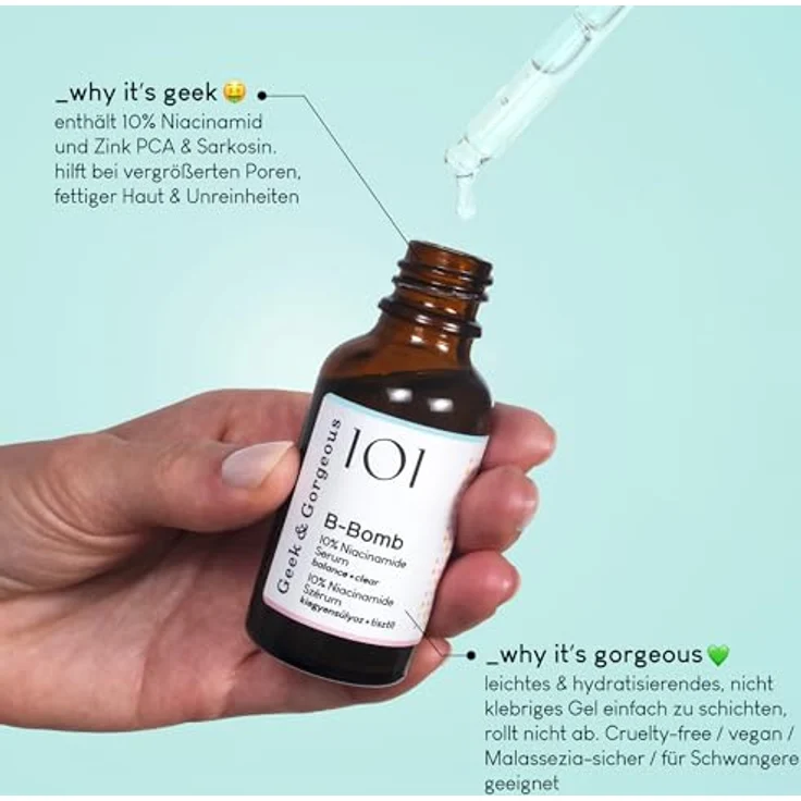 Geek & Gorgeous - B-Bomb - B3-Serum mit 10% Niacinamid, Hochdosiert, gegen Vergrößerte Poren und Unreinheiten, 30 ml – Bild 2