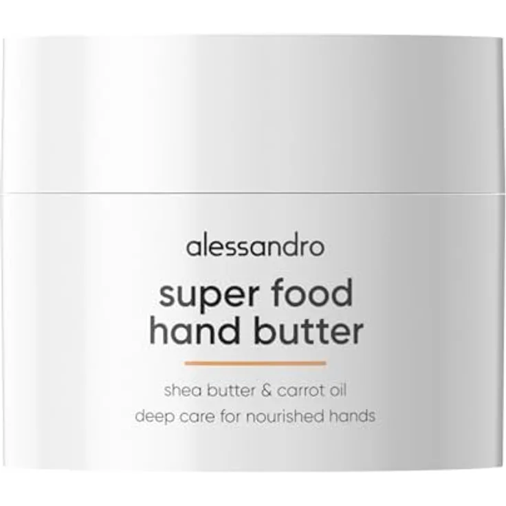 alessandro Superfood Hand Butter, Intensive Feuchtigkeit & Schutz für trockene Hände mit Sheabutter & Karottenöl, 50ml, vegan