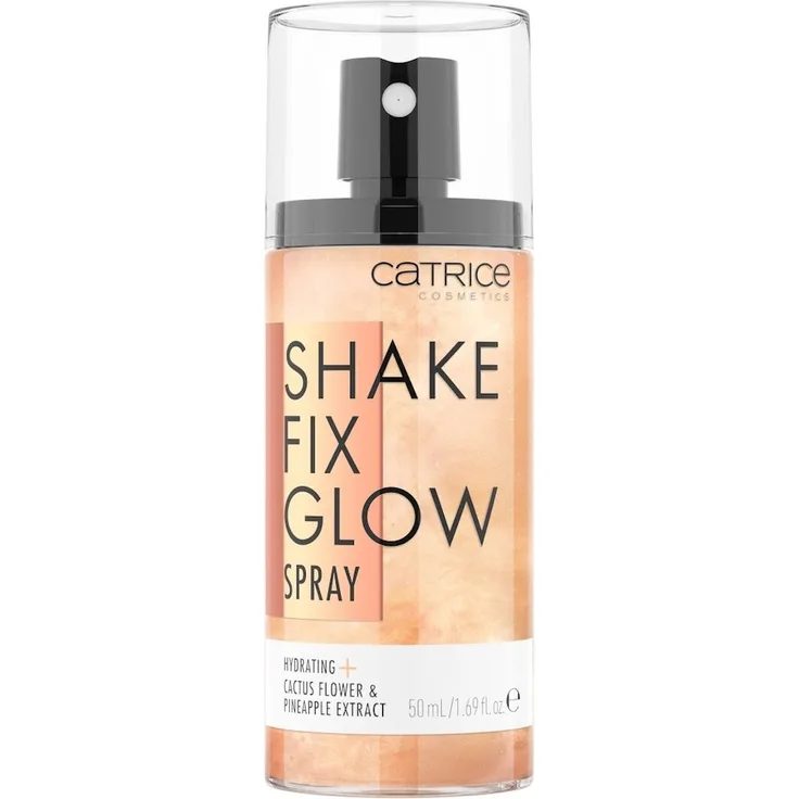Catrice Shake Fix Glow Spray, Fixing Spray & Fixierpuder mit Kaktusblüte und Ananas, 50 ml