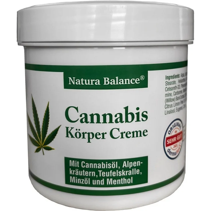Natura Balance Cannabis Bodylotion, 2 Dosen à 250 ml mit Alpenkräutern, Menthol und Teufelskralle, dermatologisch getestet