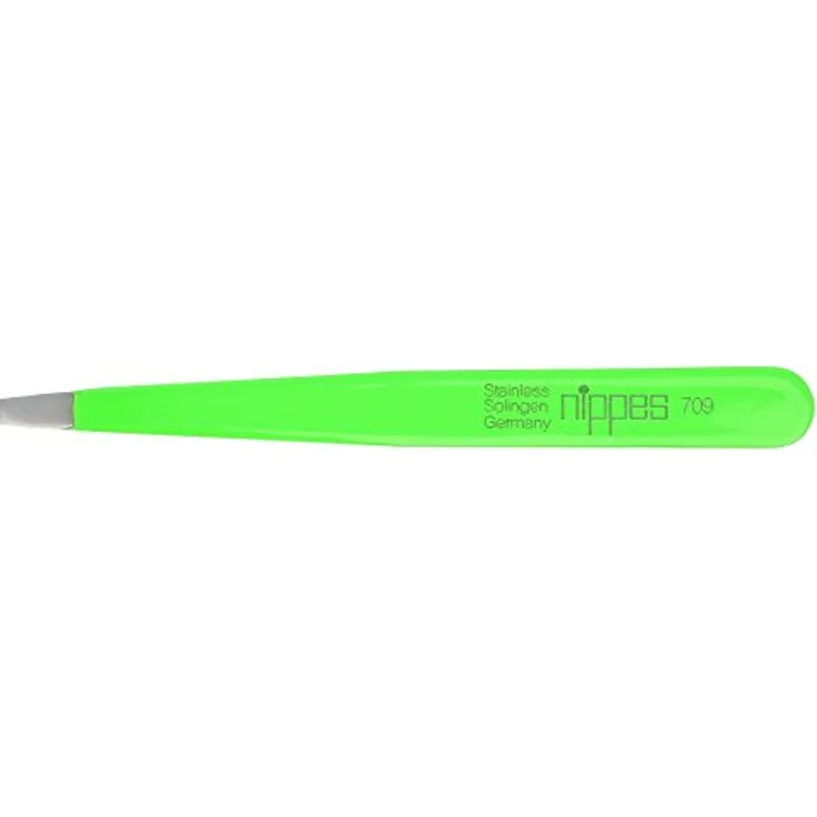 nippes Solingen 709 Pinzette mit abgewinkelter Spitze | Edelstahl Rostfrei | Grün | 9,5 cm Länge | Pinzette Augenbrauen Zupfen | Zur präzisen Haarentfernung | Made in Germany – Bild 5