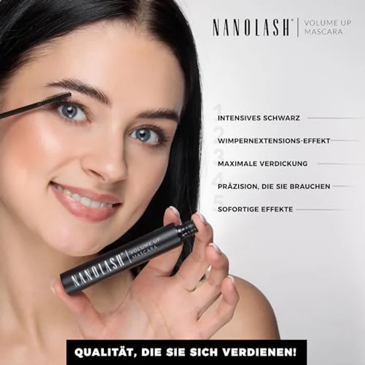 Nanolash Wimperntusche für Volumen 10ml - Verdichtung, Schwarze Formel, Wimpernextensions-Effekt – Bild 4