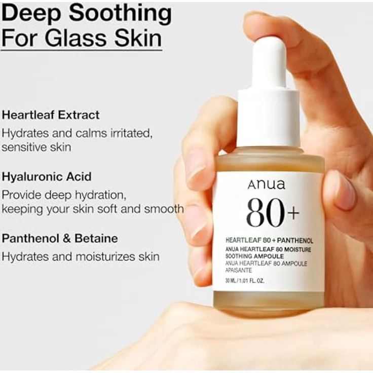 Anua Heartleaf 80% Moisture Ampoule, Gesichtsserum zur intensiven Hauterneuerung mit beruhigender Wirkung, 30 ml – Bild 4