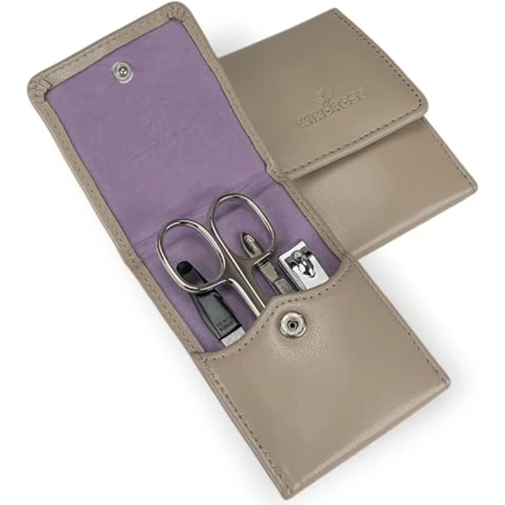 WINDROSE Maniküretui Merino Moda/beige, 4-teiliges Set aus langlebiger Feinsynthetik für optimale Nagelpflege – Bild 1