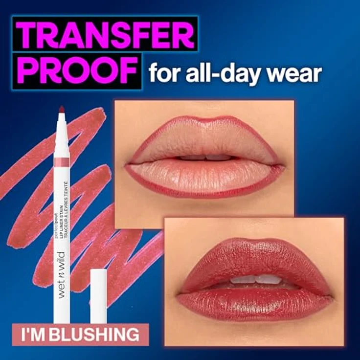 wet n wild Perfect Pout Lip Liner Stain, 0,5 g, langanhaltende, kussfeste Formel in I'M BLUSHING – Bild 4